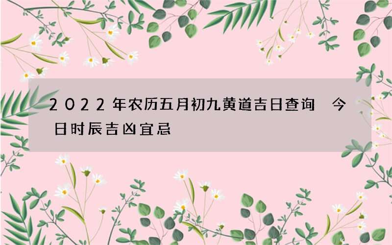 2022年农历五月初九黄道吉日查询 今日时辰吉凶宜忌